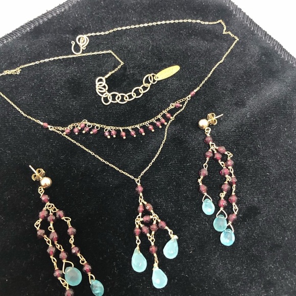 Semi precious stones hand made Wendy Mink necklace & earrings - Picture 8 of 15